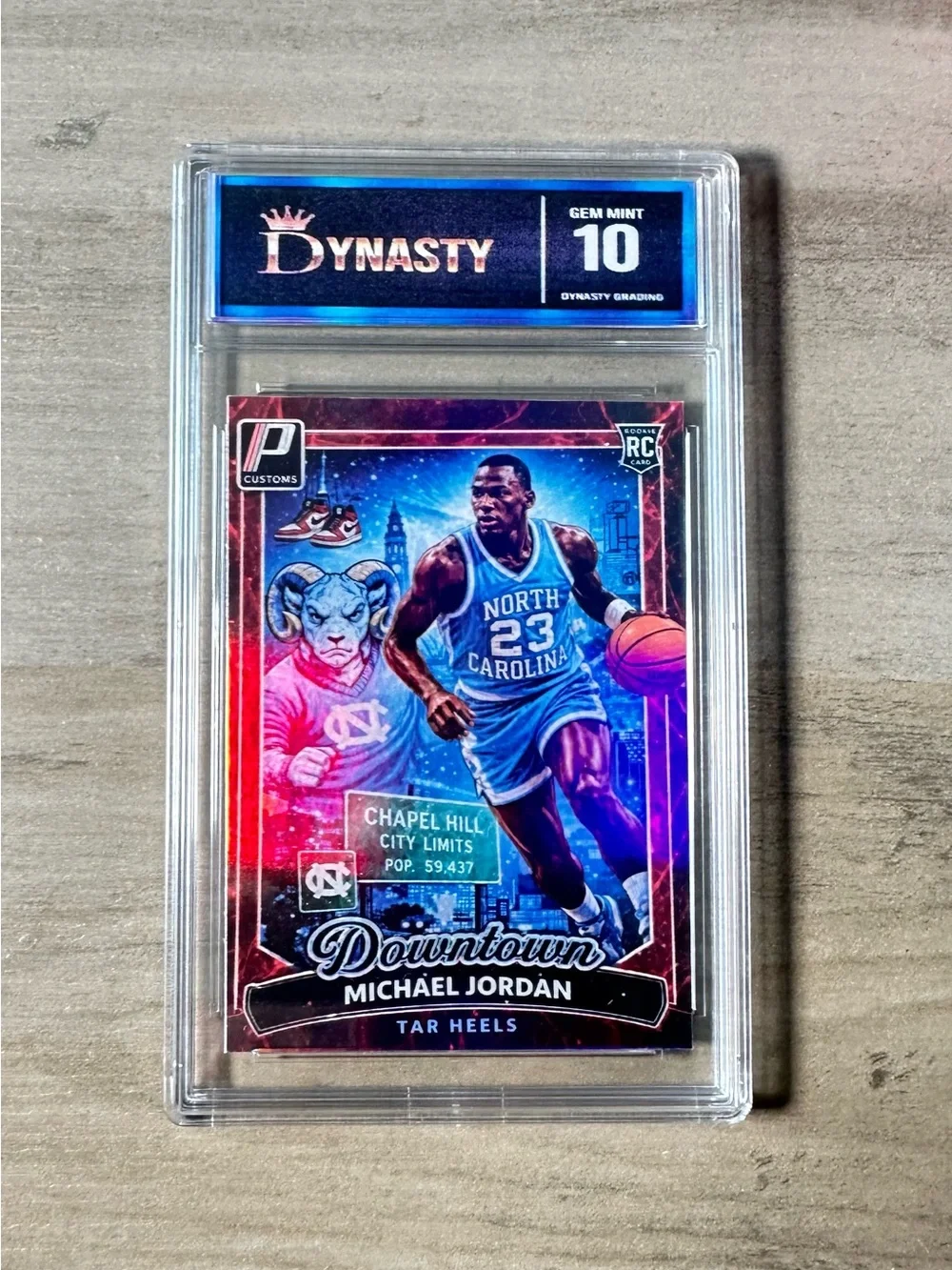 Michael Jordan Rookie Gem Mint 10 Downtown Holo Novelty Card. North Carolina.